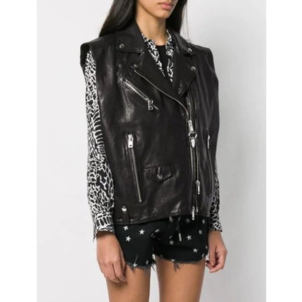 DIESEL DROPPET Sleeveless Leather Jacket